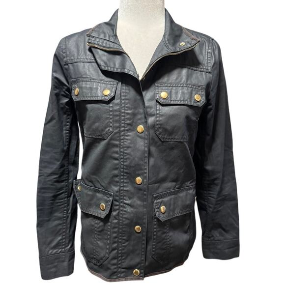 J.Crew Waxed Cotton Field Jacket – Black with Gold Hardware– Women’s XS - Picture 2 of 7